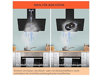 Afzuigkap - wandgemonteerde decoratieve afzuigkap - toepassingscontrole - extractie of recycling - afzuigkap 90cm - led - zwart - afbeelding 8 van  8