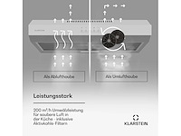 Afzuigkap met vlak paneel 60 cm, geïntegreerd, met luchtcirculatie, luchtstroom 200 m³/u, led-verlichting, wit - afbeelding 3 van  5