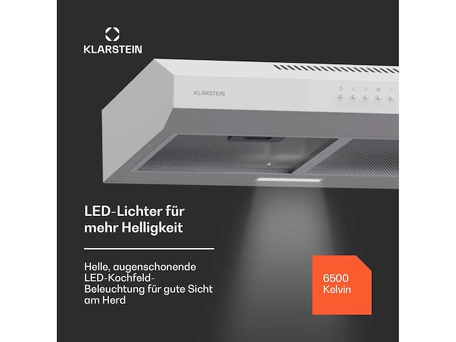 Afzuigkap met vlak paneel 60 cm, geïntegreerd, met luchtcirculatie, luchtstroom 200 m³/u, led-verlichting, wit - afbeelding 4 van  5