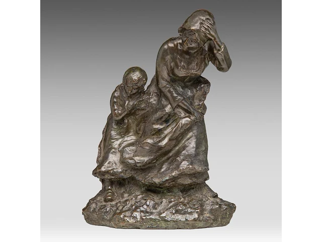 Aimé-jules dalou (1838-1902), mother and child in a storm, patinated bronze, susse frères edition 37.5 cm. (14.75 in.) - afbeelding 1 van  9
