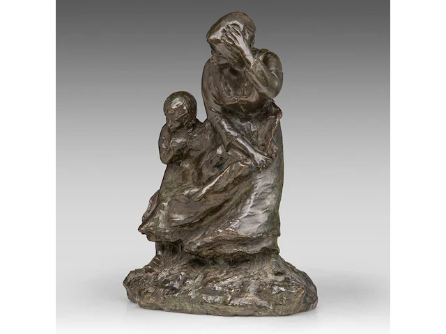 Aimé-jules dalou (1838-1902), mother and child in a storm, patinated bronze, susse frères edition 37.5 cm. (14.75 in.) - afbeelding 2 van  9