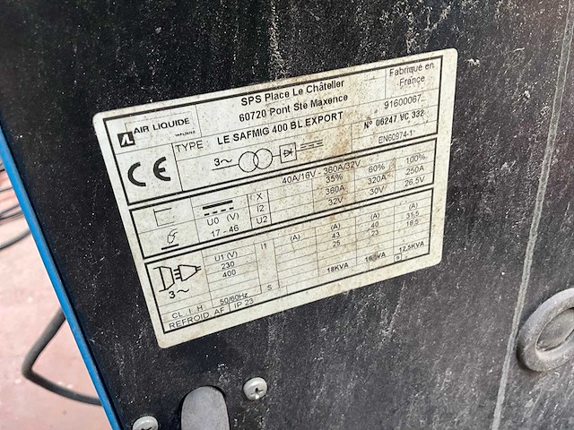 Air liquide le safmig 400 bl mig lasmachine - afbeelding 9 van  9