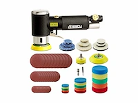 Air orbital pneumatisch excenterschuurmachine en polijstset met 1", 2" en 3" polijst- en poetszolen - afbeelding 1 van  7