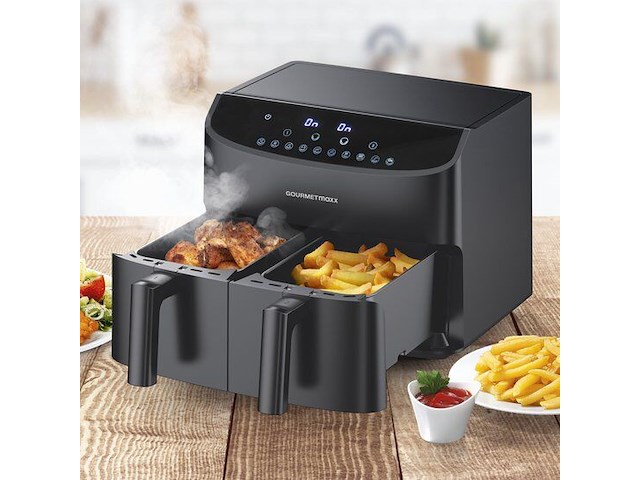 Airfryer - gourmetmaxx - dubbele mand - 2x 3,5 l - zwart - afbeelding 1 van  5
