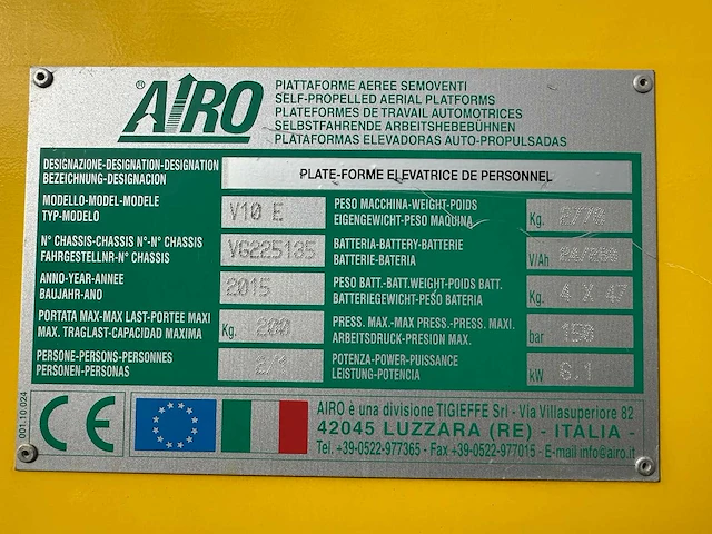 Airo - 2015 - v10e - hoogwerker - afbeelding 19 van  35