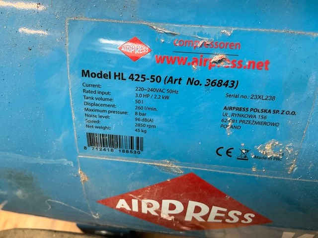 Airpress hl425-50 luchtcompressor - afbeelding 5 van  5
