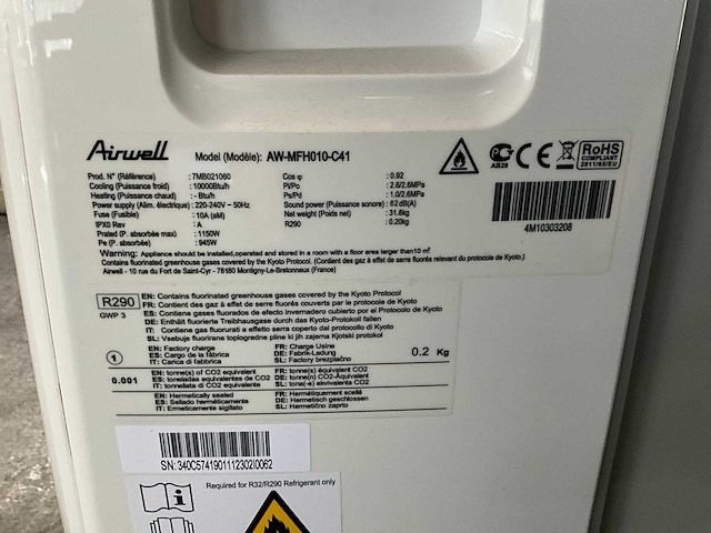 Airwell mobiele airconditioning (4x) - afbeelding 8 van  8