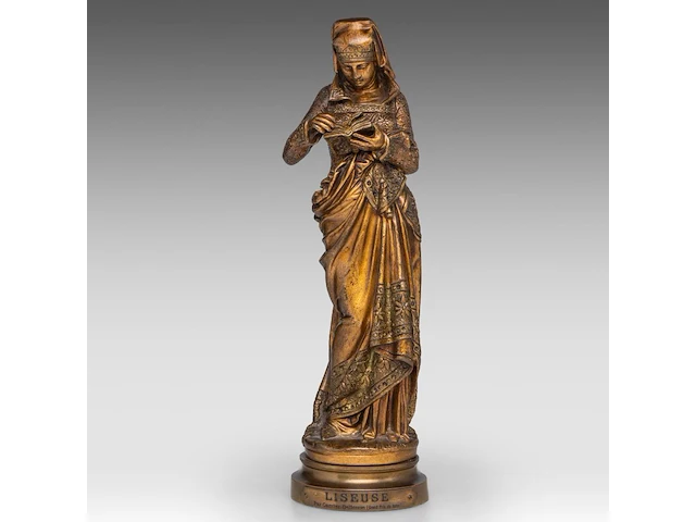 Albert-ernest carrier-belleuse (1824-1887), 'la liseuse', patinated bronze 32.5 cm. (12.80 in.) - afbeelding 1 van  8