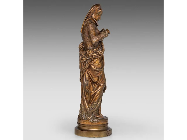 Albert-ernest carrier-belleuse (1824-1887), 'la liseuse', patinated bronze 32.5 cm. (12.80 in.) - afbeelding 5 van  8