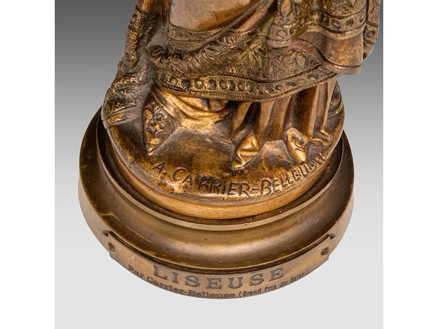 Albert-ernest carrier-belleuse (1824-1887), 'la liseuse', patinated bronze 32.5 cm. (12.80 in.) - afbeelding 7 van  8