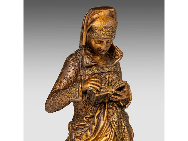 Albert-ernest carrier-belleuse (1824-1887), 'la liseuse', patinated bronze 32.5 cm. (12.80 in.) - afbeelding 8 van  8