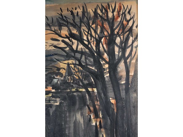 Albert saverijs - kerk van latem aan de leie - aquarel - afbeelding 3 van  14