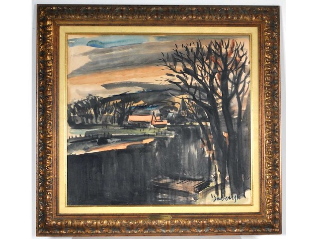 Albert saverijs - kerk van latem aan de leie - aquarel - afbeelding 1 van  14