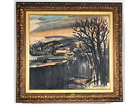 Albert saverijs - kerk van latem aan de leie - aquarel - afbeelding 1 van  14