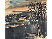 Albert saverijs - kerk van latem aan de leie - aquarel - afbeelding 7 van  14