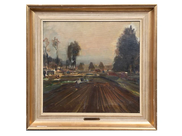 Albert saverys (1886-1964), farmer ploughing his land, oil on canvas 50 x 50 cm. (19.67 x 19.67 in.), frame: 62 x 64 cm. (24.41 x 25.19 in.) - afbeelding 2 van  5