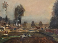 Albert saverys (1886-1964), farmer ploughing his land, oil on canvas 50 x 50 cm. (19.67 x 19.67 in.), frame: 62 x 64 cm. (24.41 x 25.19 in.) - afbeelding 4 van  5