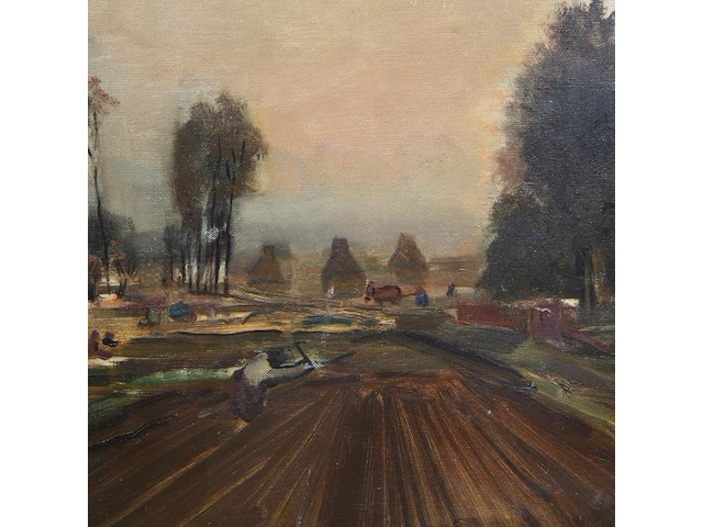 Albert saverys (1886-1964), farmer ploughing his land, oil on canvas 50 x 50 cm. (19.67 x 19.67 in.), frame: 62 x 64 cm. (24.41 x 25.19 in.) - afbeelding 5 van  5