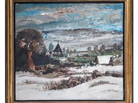 Albert saverys (1886-1964), snowy landscape in flanders, oil on canvas 85 x 95 cm. (33.46 x 37.39 in.), frame: 102 x 112 cm. (40.15 x 44.09 in.) - afbeelding 2 van  6