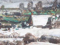 Albert saverys (1886-1964), snowy landscape in flanders, oil on canvas 85 x 95 cm. (33.46 x 37.39 in.), frame: 102 x 112 cm. (40.15 x 44.09 in.) - afbeelding 5 van  6