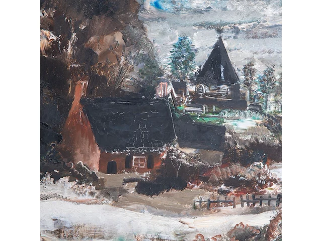 Albert saverys (1886-1964), snowy landscape in flanders, oil on canvas 85 x 95 cm. (33.46 x 37.39 in.), frame: 102 x 112 cm. (40.15 x 44.09 in.) - afbeelding 6 van  6