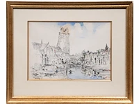 Albert saverys (1886-1964), view of dordrecht, 1950, ink and watercolour 25 x 35 cm. (9.83 x 13.77 in.), frame: 42 x 52 cm. (16.53 x 20.46 in.) - afbeelding 4 van  11