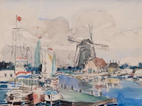Albert saverys (1886-1964), view of watermond, watercolour and ink on paper, 23 x 30 cm. (9.06 x 11.81 in.), frame: 41 x 48 cm. (16.14 x 18.89 in.)