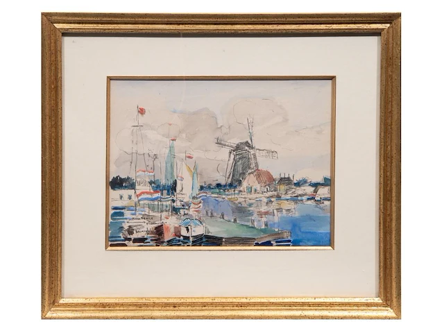 Albert saverys (1886-1964), view of watermond, watercolour and ink on paper, 23 x 30 cm. (9.06 x 11.81 in.), frame: 41 x 48 cm. (16.14 x 18.89 in.) - afbeelding 7 van  14
