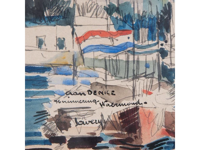 Albert saverys (1886-1964), view of watermond, watercolour and ink on paper, 23 x 30 cm. (9.06 x 11.81 in.), frame: 41 x 48 cm. (16.14 x 18.89 in.) - afbeelding 9 van  14