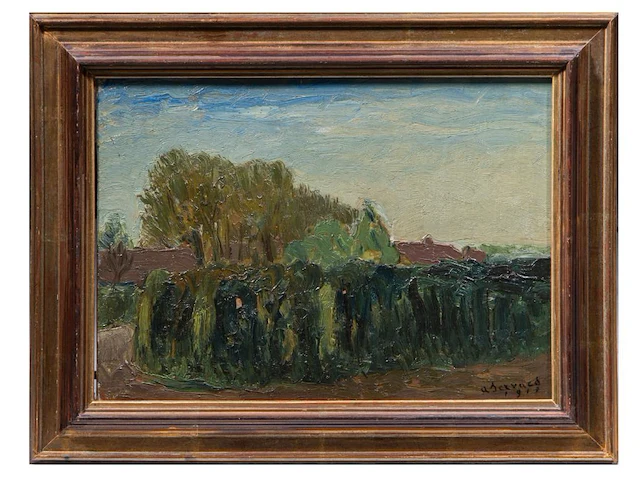 Albert servaes (1883-1966), rural landscape with hedge, 1911, oil on canvas panel 39.5 x 54 cm. (15.55 x 21.26 in.), frame: 52.5 x 68.5 cm. (20.67 x 26.96 in.) - afbeelding 2 van  6