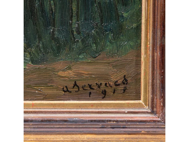 Albert servaes (1883-1966), rural landscape with hedge, 1911, oil on canvas panel 39.5 x 54 cm. (15.55 x 21.26 in.), frame: 52.5 x 68.5 cm. (20.67 x 26.96 in.) - afbeelding 4 van  6