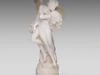 Alberto currini (xix-xx), alabaster group of amor and psyche 71 cm. (27.94 in.)