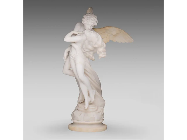Alberto currini (xix-xx), alabaster group of amor and psyche 71 cm. (27.94 in.) - afbeelding 2 van  9