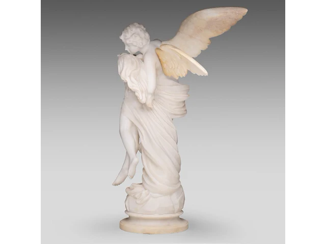 Alberto currini (xix-xx), alabaster group of amor and psyche 71 cm. (27.94 in.) - afbeelding 3 van  9