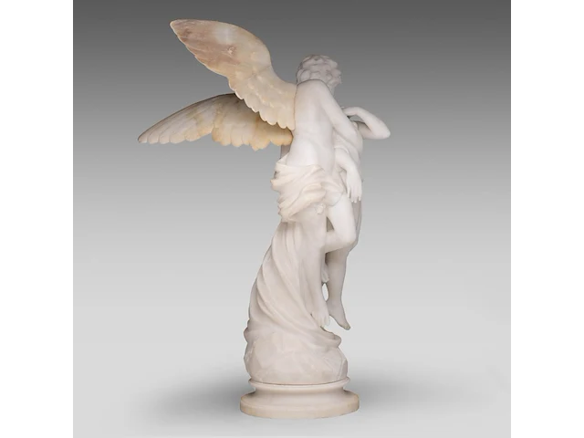 Alberto currini (xix-xx), alabaster group of amor and psyche 71 cm. (27.94 in.) - afbeelding 6 van  9