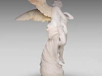 Alberto currini (xix-xx), alabaster group of amor and psyche 71 cm. (27.94 in.) - afbeelding 6 van  9