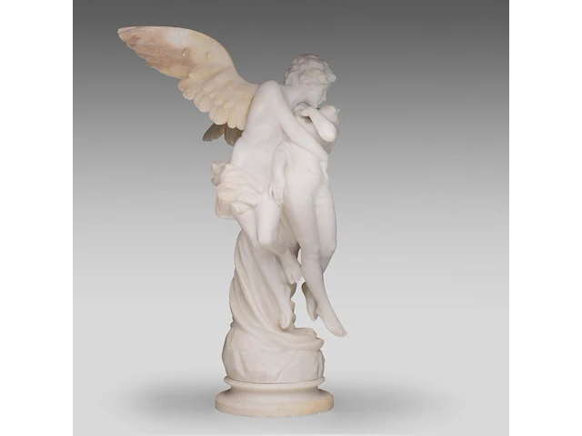 Alberto currini (xix-xx), alabaster group of amor and psyche 71 cm. (27.94 in.) - afbeelding 7 van  9