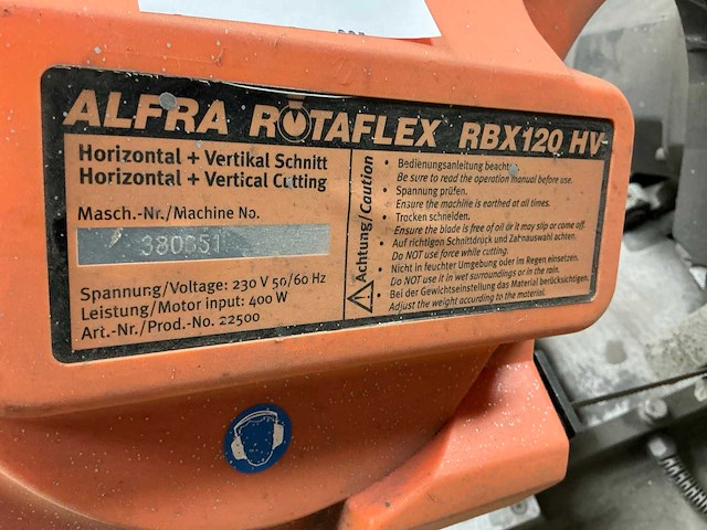 Alfra rotaflex rbx120hw metalen horizontale bandzaagmachine - afbeelding 5 van  6