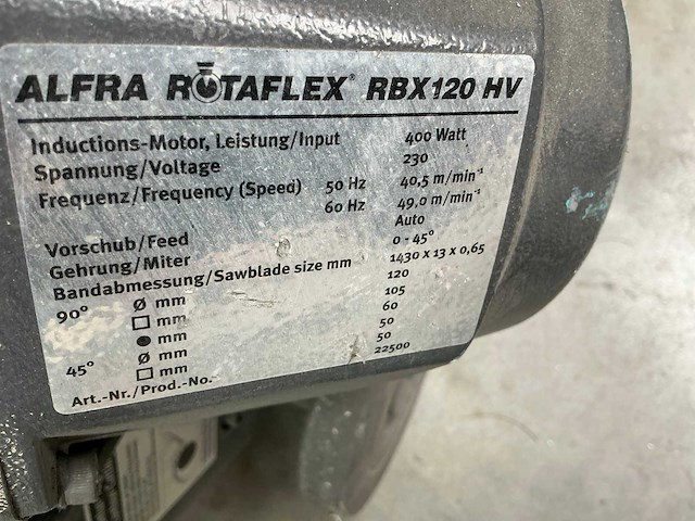 Alfra rotaflex rbx120hw metalen horizontale bandzaagmachine - afbeelding 4 van  6