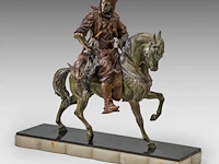Alfred barye (1839-1882), arab hunter on horseback, various patinated spelter on an onyx base the sculpture: 56 x 46 cm. (22.05 x 18.10 in.), with base: 62 x 72 cm. (24.41 x 28.35 in.) - afbeelding 2 van  8