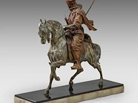 Alfred barye (1839-1882), arab hunter on horseback, various patinated spelter on an onyx base the sculpture: 56 x 46 cm. (22.05 x 18.10 in.), with base: 62 x 72 cm. (24.41 x 28.35 in.) - afbeelding 4 van  8