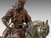 Alfred barye (1839-1882), arab hunter on horseback, various patinated spelter on an onyx base the sculpture: 56 x 46 cm. (22.05 x 18.10 in.), with base: 62 x 72 cm. (24.41 x 28.35 in.) - afbeelding 7 van  8