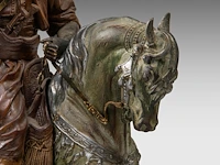 Alfred barye (1839-1882), arab hunter on horseback, various patinated spelter on an onyx base the sculpture: 56 x 46 cm. (22.05 x 18.10 in.), with base: 62 x 72 cm. (24.41 x 28.35 in.) - afbeelding 8 van  8