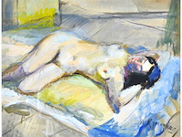Alicja rymowicz - liggend naakt - aquarel - afbeelding 1 van  9