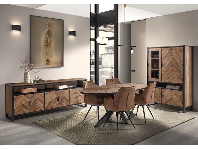 Allicante vitrinekast 120 cm in massief hout - afbeelding 2 van  2