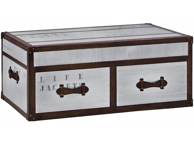 Almira salontafel 2 lades in massief hout - afbeelding 1 van  1