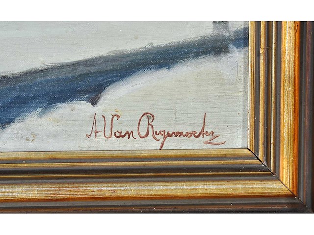 Alois van regemorter - winterlandschap in maanlicht - olie op doek - 64x62 cm - afbeelding 4 van  10