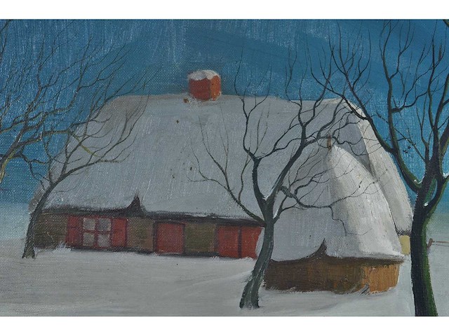 Alois van regemorter - winterlandschap in maanlicht - olie op doek - 64x62 cm - afbeelding 6 van  10