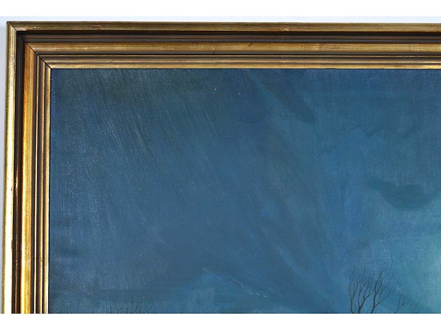 Alois van regemorter - winterlandschap in maanlicht - olie op doek - 64x62 cm - afbeelding 9 van  10