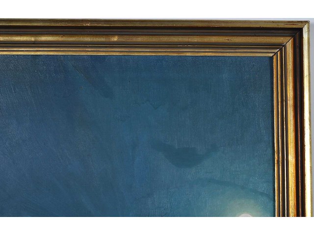 Alois van regemorter - winterlandschap in maanlicht - olie op doek - 64x62 cm - afbeelding 10 van  10